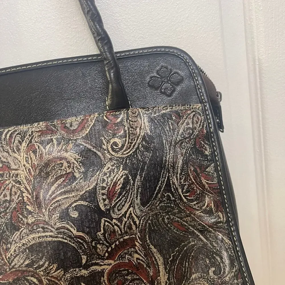 Patricia Nash Paris black shoulder bag w/ paisley design